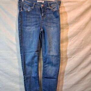 celebrit Pink Mid Rise Ankle Skinny Jeans Size 3/26 Medium Blue Wash